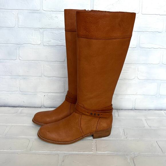 Lands End Shoes - Lands End Women's Leather Toffee Colored Light Brown Knee High Boots -sz 6B